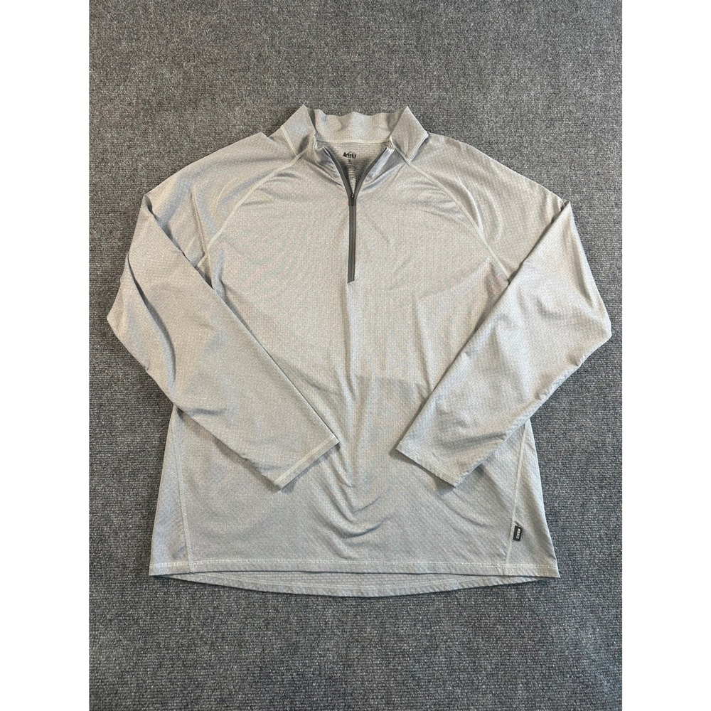 REI Co-op Mens XL Gray Quarter Zip Pullover Lightweight Performance Shirt Hiking